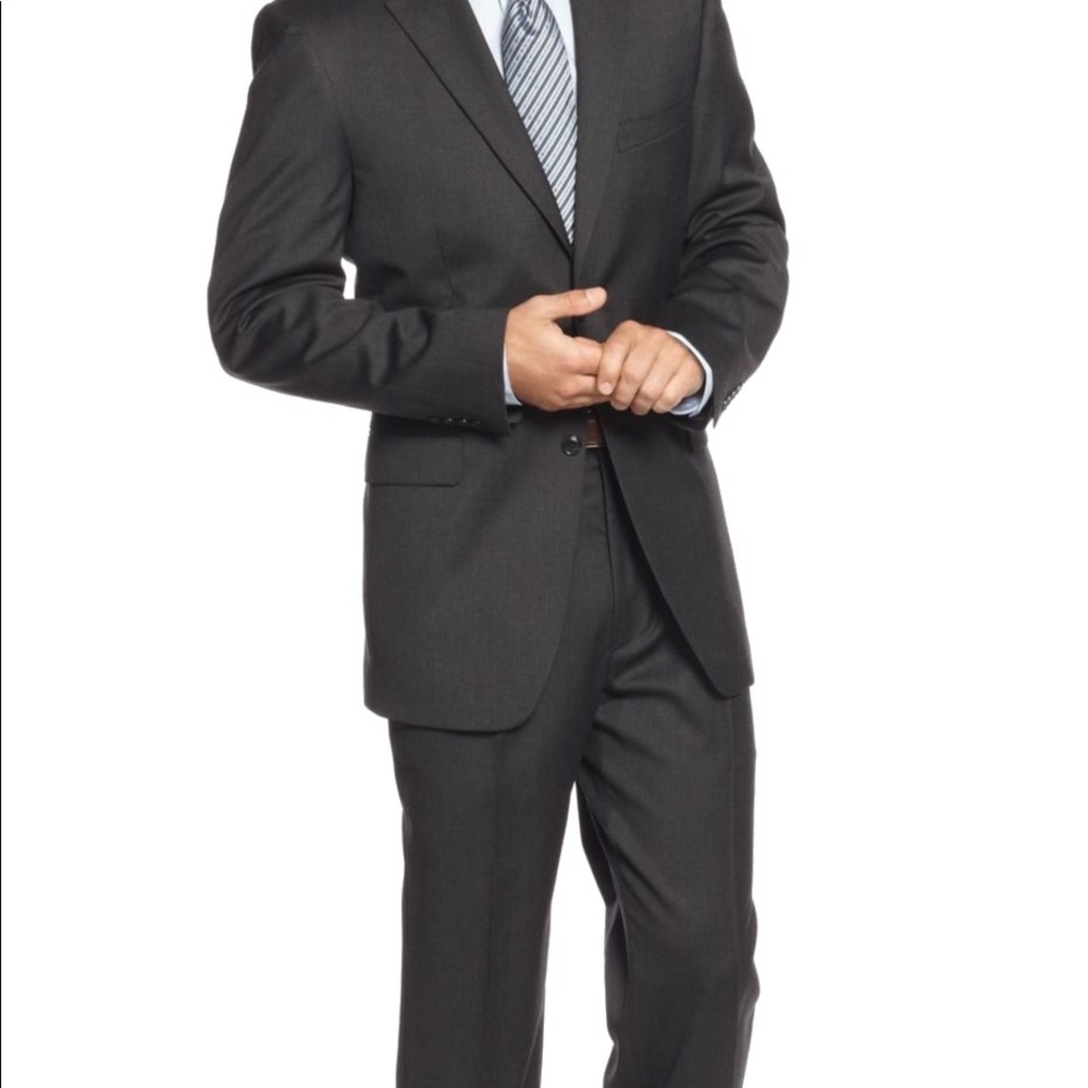 FULL JONES NEW YORK 100% WOOL BLACK SUIT